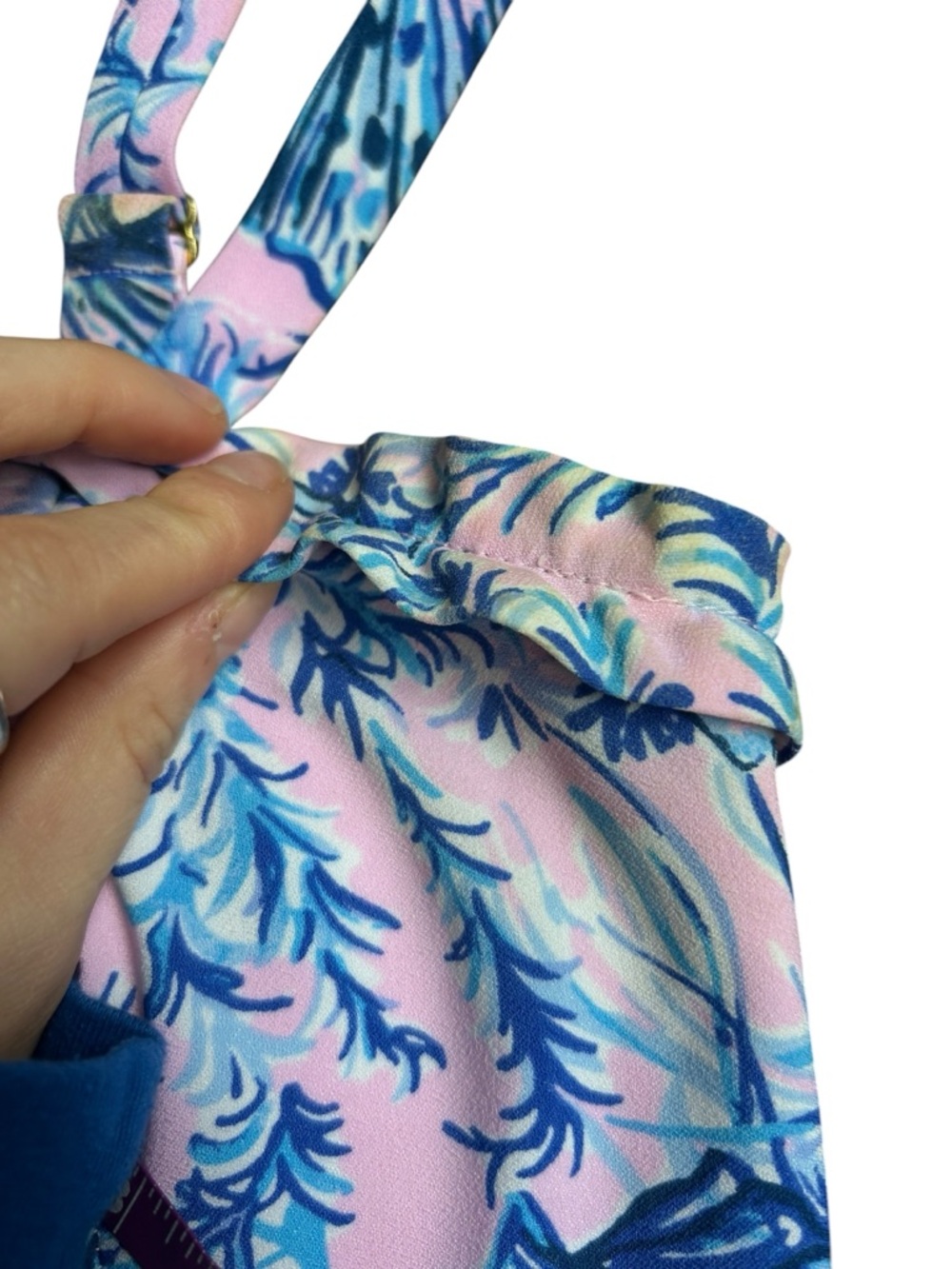 Lilly‎ Pulitzer Zenon Ruffle Romper Magnolia Lilac  Pink & Blue Floral Size 8 - Picture 5 of 10